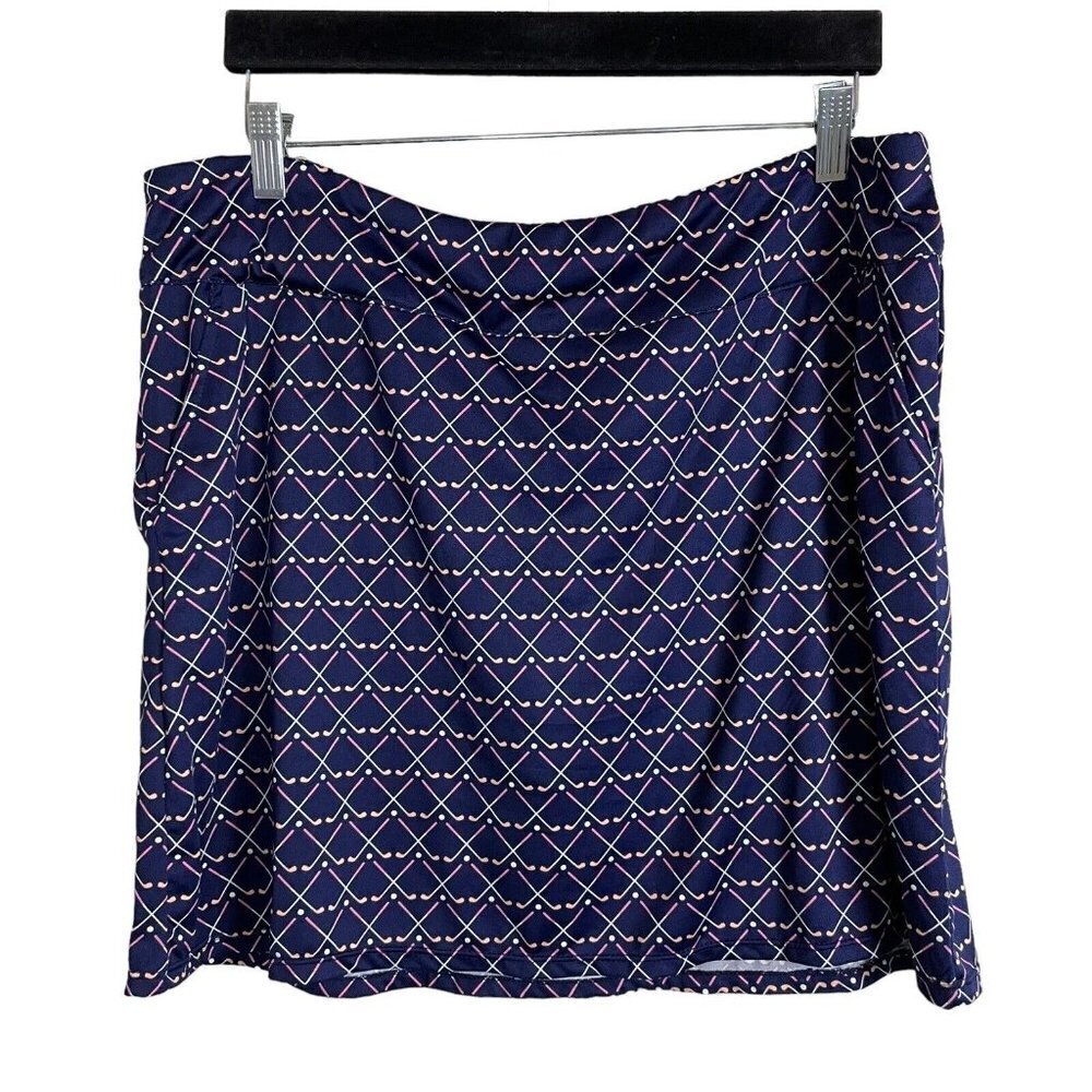 Emerald 18 Skort Golf Clubs Balls Blue Multicolor Pattern Size L‎ Skirt